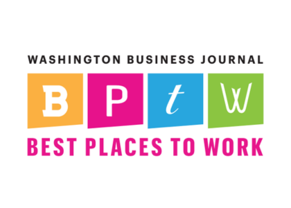 Washington Business Journal Best Places to Work award logo, recognizing a top workplace in B2B tech PR.