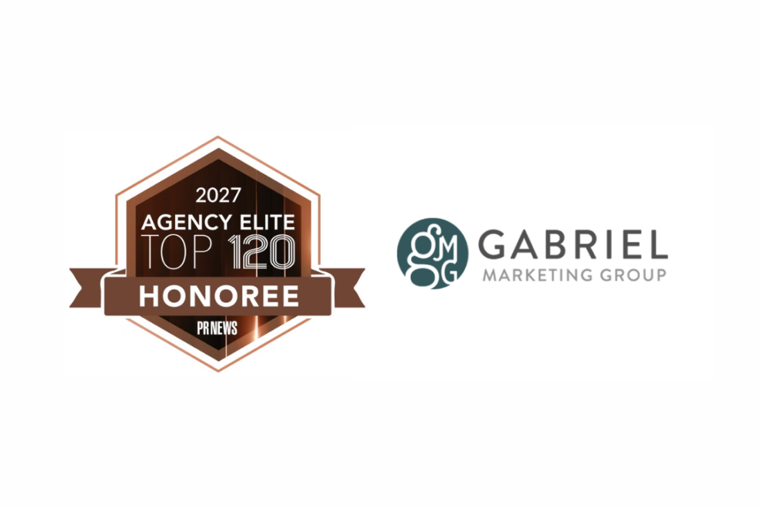 Gabriel Marketing Group, recognized among the best PR agencies in 2027, beside the PRNEWS Agency Elite Top 120 honoree badge.